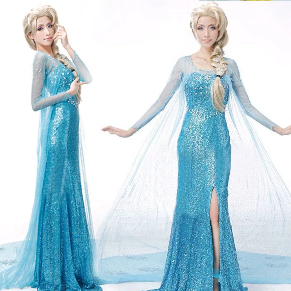 

Cosplay Elsa Princess Dress Woman Christmas Party Costume Adult Snow Grow Princess Elsa Halloween Women Costume