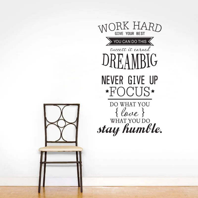 

ZOOYOO Work Hard Text Wall Stickers Home Decor Removable Vinyl Adhesive Waterproof Wall Decals Living Room Bedroom Decoration