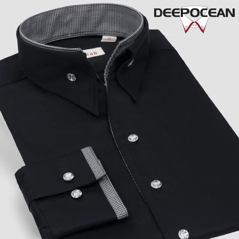 Deepocean Men Long Sleeve Shirts Fashion Cotton Clothing Autumn Winter Casual Slim Business Shirt Tops | Мужская одежда