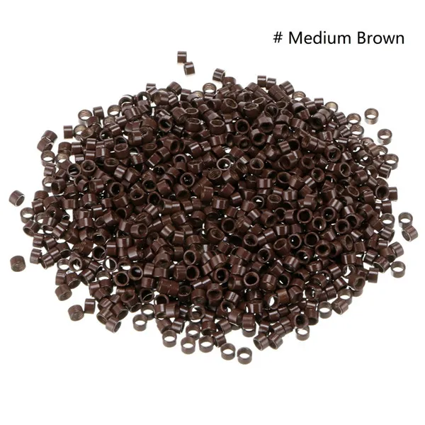 Medium Brown Anmas Rucci 200 шт 4 мм Размер Силиконовый винт внутри микро кольцо Ссылка Обжимные бусины для перьев, пучков нарощенных волос - Цвет: Medium Brown