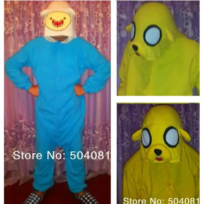 

Free Shipping factory direct sale Winter cartoon thick fleece pajamas Cute Adventure go with Finn Jack pajamas Adult Pajamas