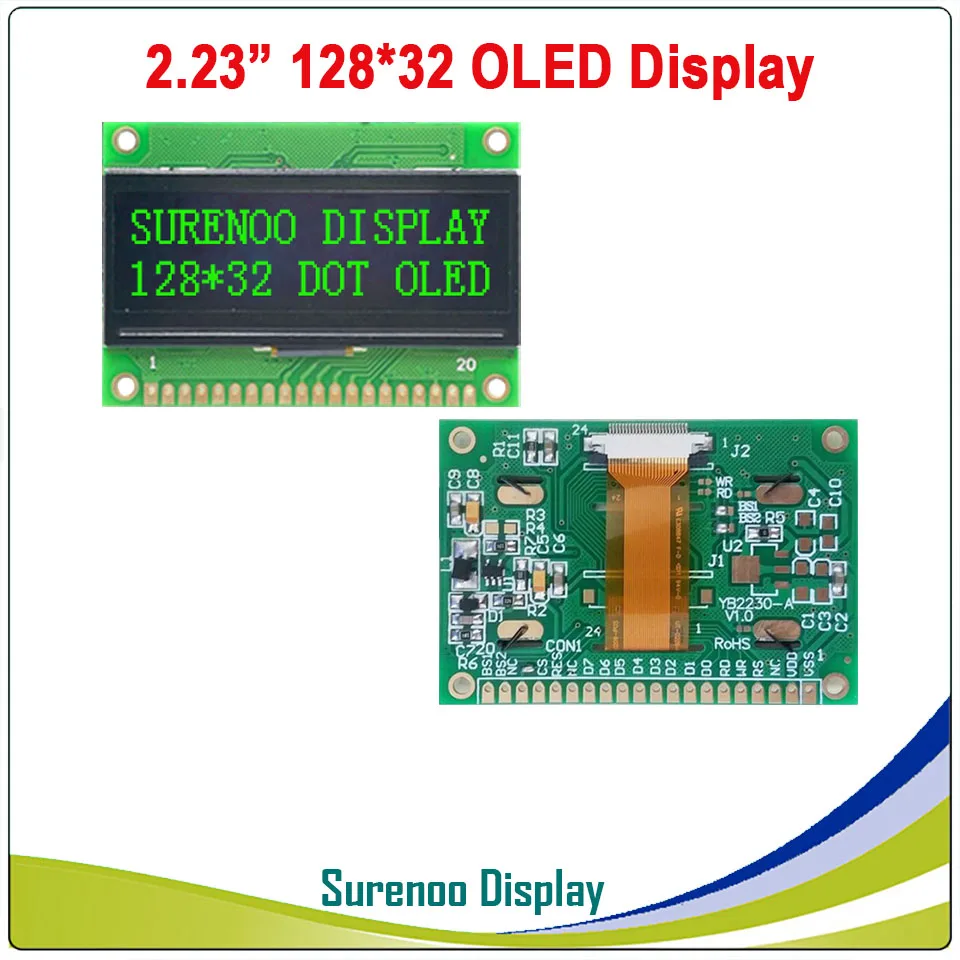 Green Color Реальный oled-дисплей, 2,2" 128*32 12832 Графический параллельный SPI IEC IIC ЖК-модуль LCM SSD1305 контроллер - Цвет: Green Color