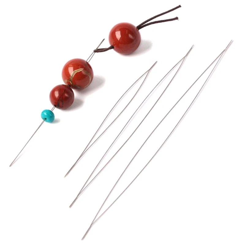 (4 шт.) большие изогнутые иглы для бусин и жемчужин шнур резьбы легко использовать