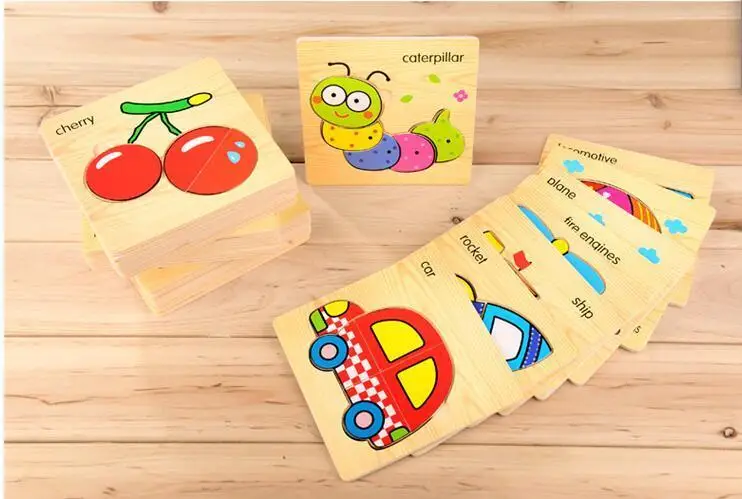 Из 2 предметов Высокое качество Детские 3D деревянные мультфильм Животные