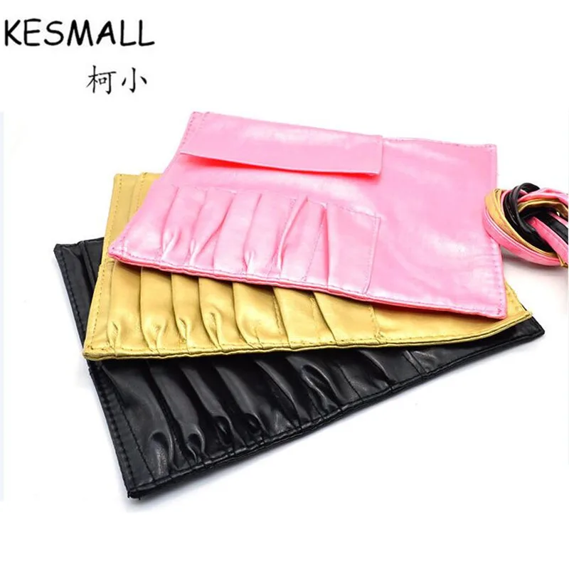Сумка для макияжа KESMALL CO321 черная золотая пустая с ремнем|empty makeup brush bag|makeup brushesbrush