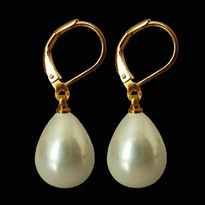 

wholesale Beautiful 12x16mm Natural White Shell Pearl Earring AAA