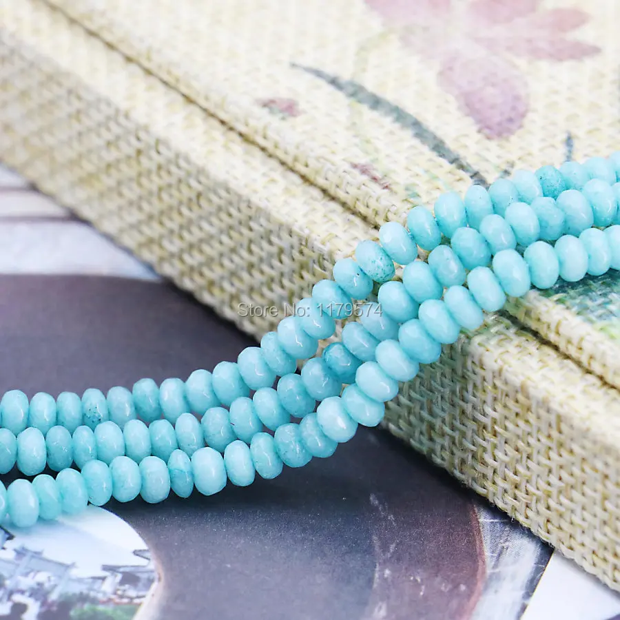 4*6mm Hot Sale Aquarine-Blue Accessories Crafts Loose Beads Abacus Jasper DIY Jade Stone Faceted Jewelry Making Design 15inch