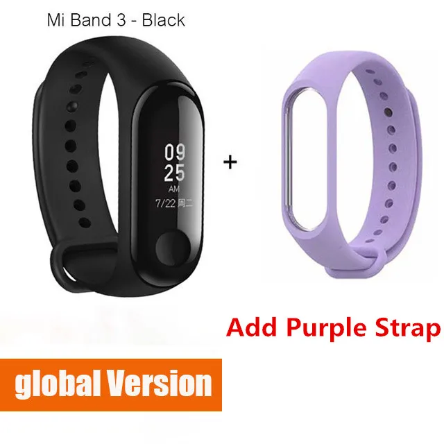 Global add Purple Xiaomi mi Band 3 умный фитнес-браслет трекер Смарт-часы браслет OLED тачпад монитор сна Пульс mi Band 3 - Цвет: Global add Purple