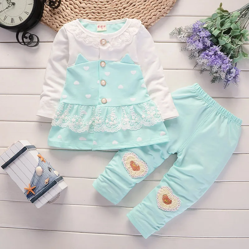 Комплекты одежды для девочек BibiCola весенне-осенняя футболка маленьких Топы +