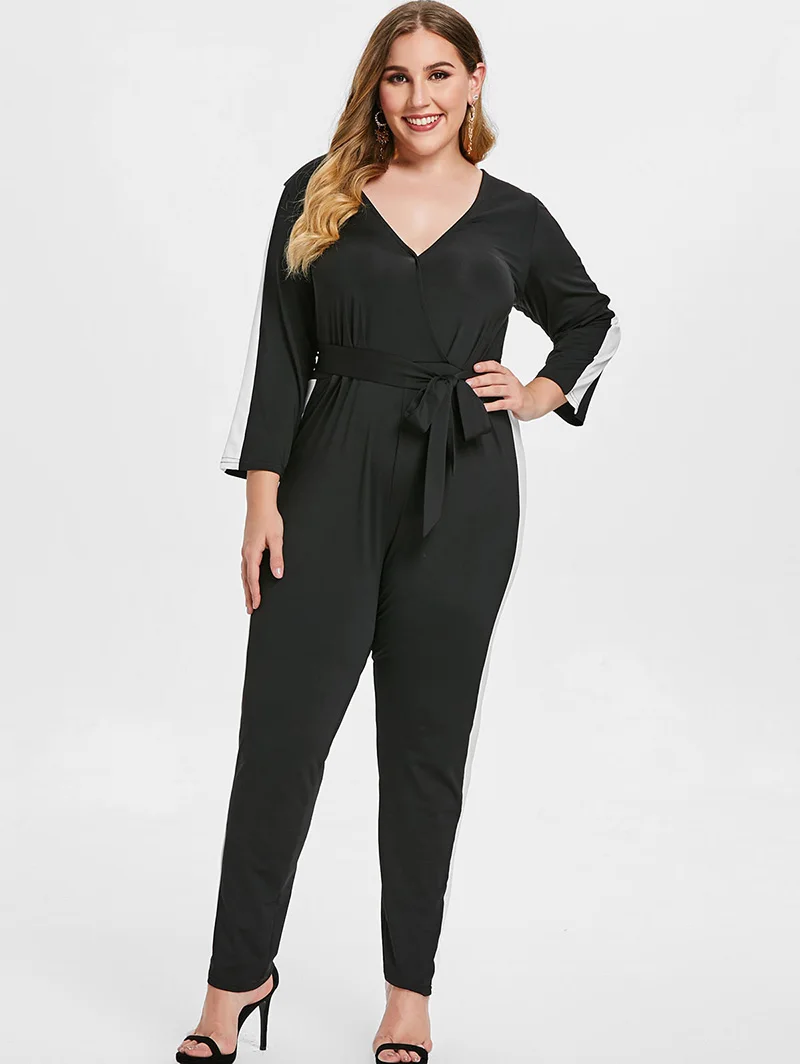 PlusMiss размера плюс XXXXXL элегантные черные длинные брюки комбинезон XXXXL XXXL XXL