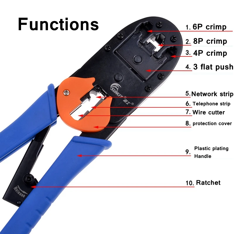ReadStar SUNKIT SK 8468BR многофункциональные щипцы для кабеля 8p 6p 4p RJ45 RJ11 RJ12 сетевой
