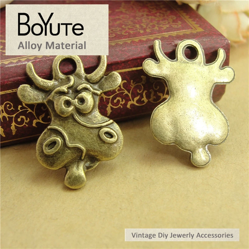 

BoYuTe (100 Pieces/Lot) 17*22MM Zinc Alloy Antique Bronze Silver Plated Cattle Metal Charms Pendants for Jewelry Making Findings