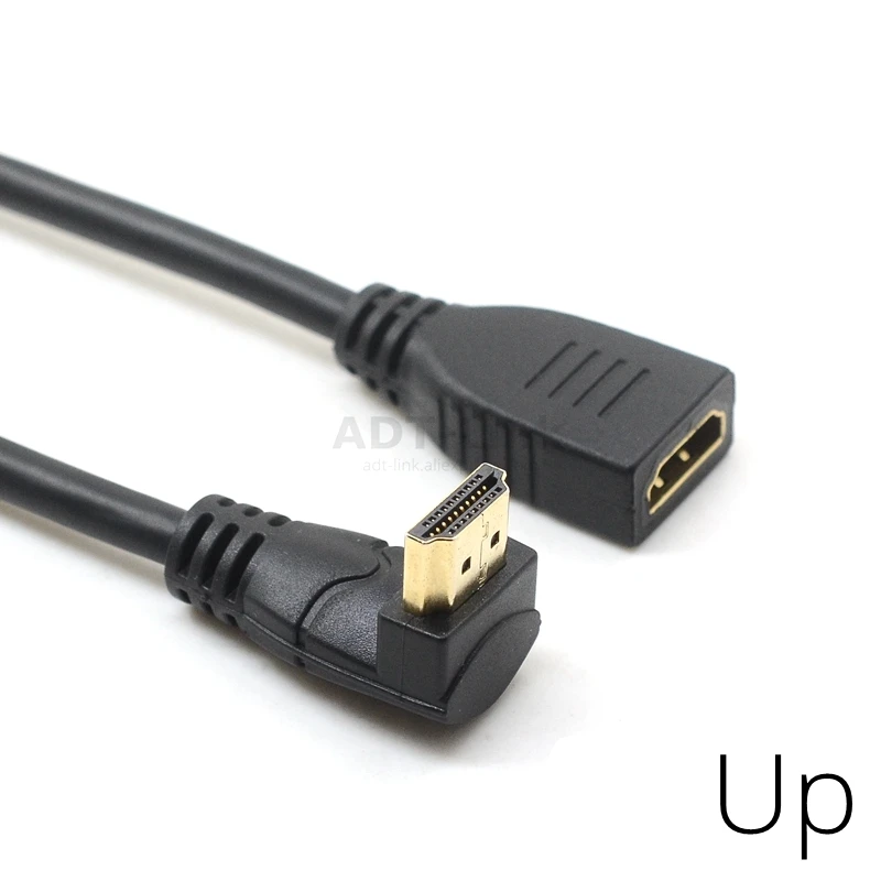 С крышкой вверх/вниз левый и правый угол HDMI 2,0 A male к женскому 4K* 2k 60Hz HD HDMI 2,0 v угол кабель-удлинитель для HDMI2.0 15 см 60 см 1,8 м 6FT 2FT - Цвет: Up