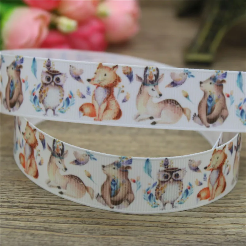 DHK 7/8 'ɵ ярдов лисы с нарисованным слоном для напечатан grosgrain ленты ленточный