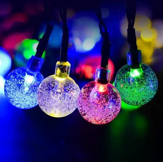 20ft светодиодные полосы 30LED crystall Ball свет Строка солнечной энергии лампы глобус Фея для партии сада и Chirstmas