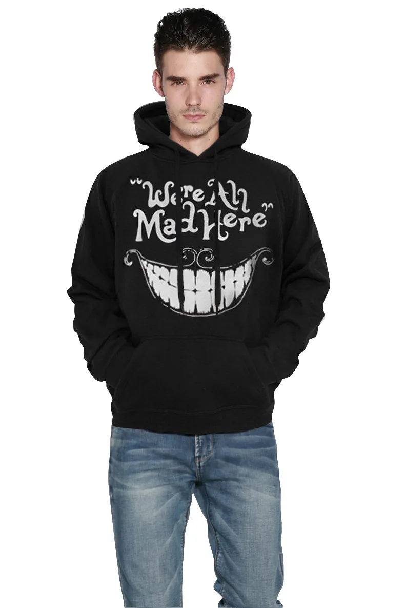 2018 3D Stranger Things Hoodies Women Big Smile Black Sweatshirt Hooides Long-Sleeve Hooded Loose Punk Pullovers Unisex | Женская одежда