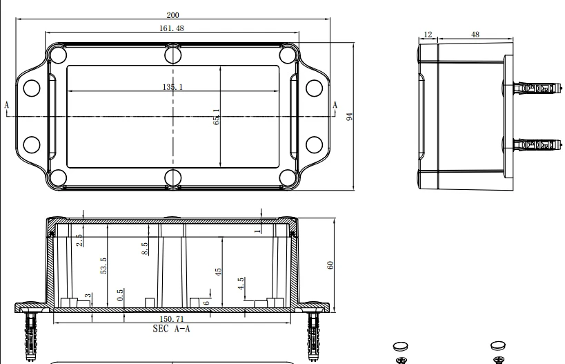 4 шт./лот IP68 пластиковый водонепроницаемый корпус для электроники 200*94*60 мм abs