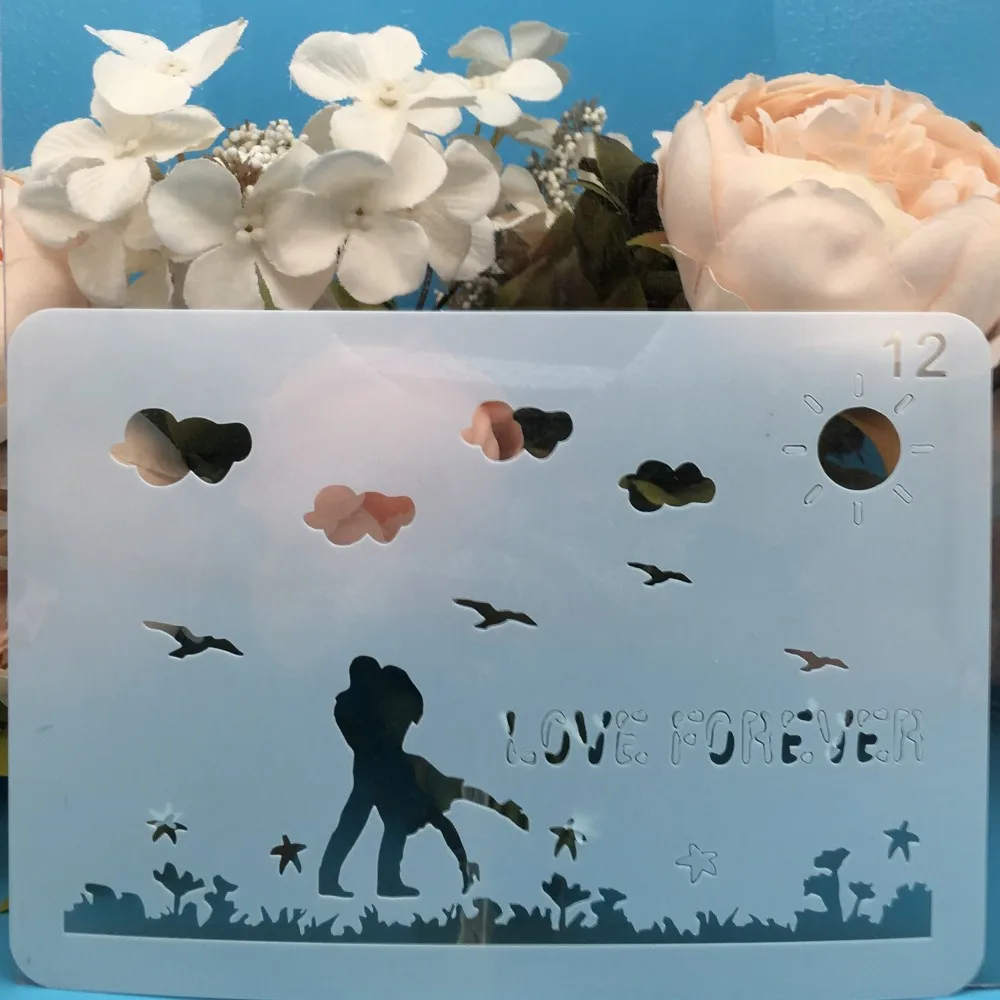 1 шт. 20x14 см Lover Cloud Bird DIY трафареты для наслоения настенная живопись раскраска