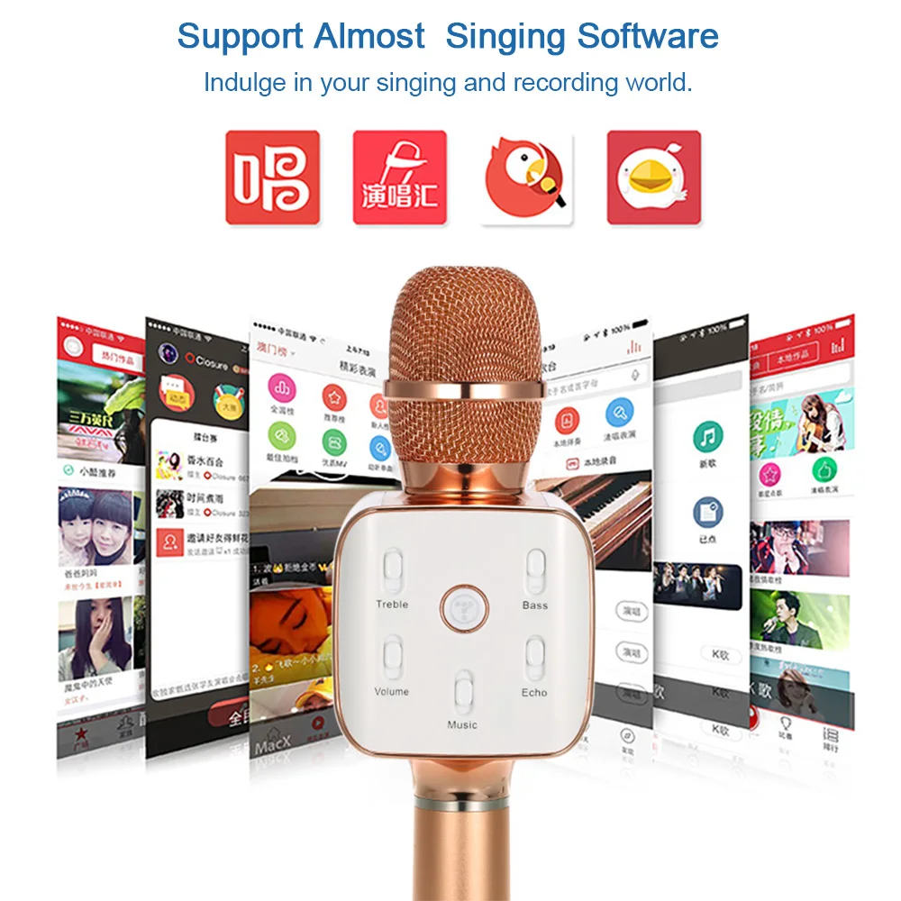 2017 Новый беспроводной караоке плеер Bluetooth конденсаторный микрофон КТВ Поющая