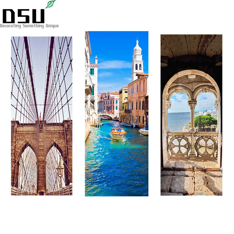 

2 шт./компл. DIY 3D дверные наклейки красивый дизайн ПВХ материал водонепроницаемые декоративные двери постер для спальни домашний Декор 200*77 с...