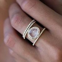 gold filled micro pave white cz big gem us size 5 6 7 8 women full finger engagement fashion ring