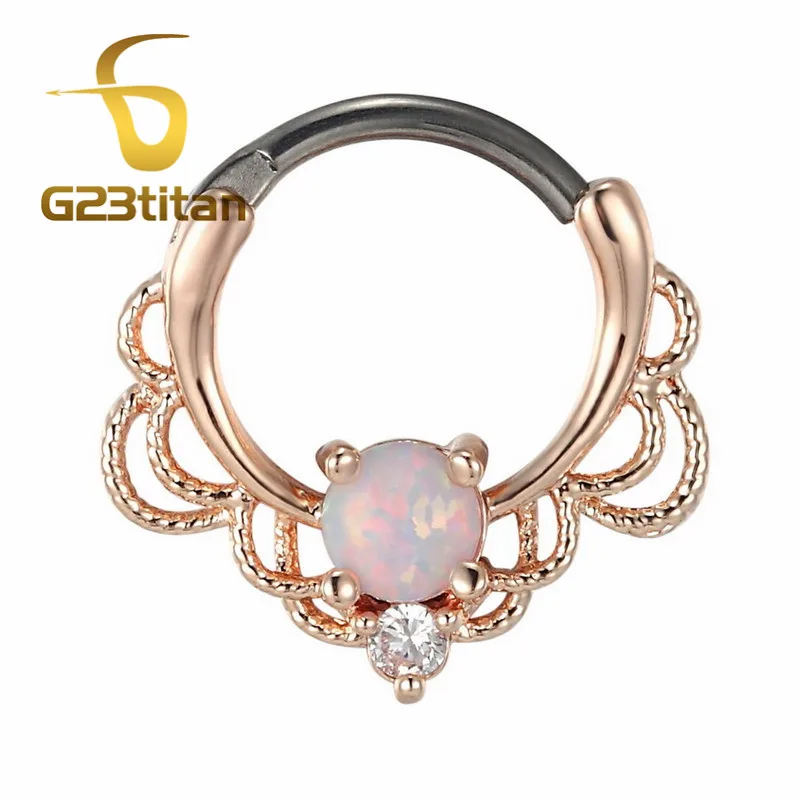 Septum Ring Модные женские пирсинг, Септум, кликер 8 мм титановый стержень розовое золото Кристалл кольцо в нос женские украшения для тела - Окраска металла: Septum Ring