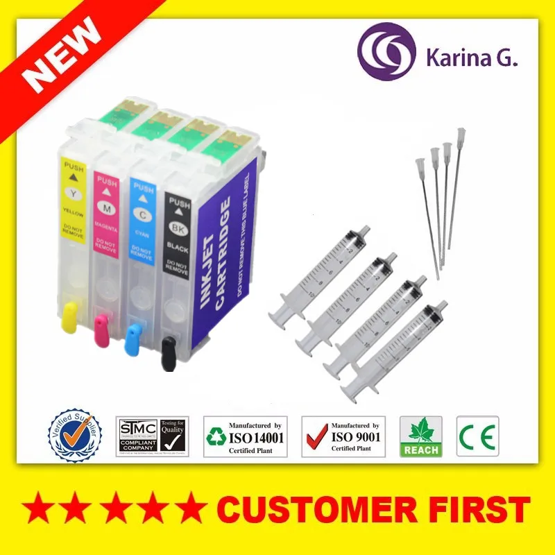 

1set compatible for epson T1291 Refill Ink Cartridge for Epson Workforce WF-7015 WF-7515 WF-7525 WF-3520DWF WF-3010DW Printer