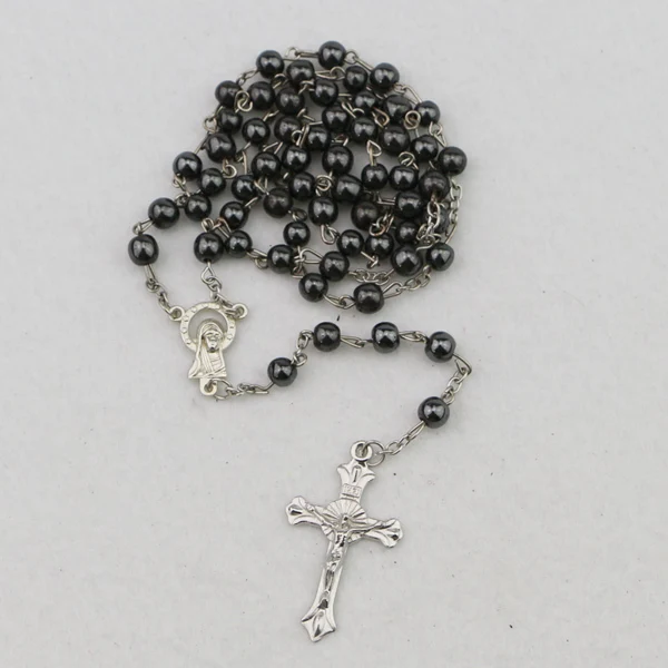 HIGH QULITY CATHOLIC ROSARY CROSS NECKLACE HEMATITE BLACK STONE BEADS WITH JERUSALEM SOIL&ampCRUCIFIX | Украшения и аксессуары