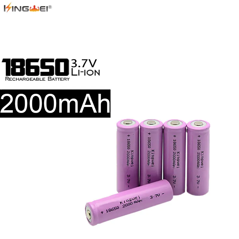 

100pcs/lot Kingwei 18650 3.7V 2000Mah Li-ion Rechargeable Battery for Laser Pen Toy Flashlight Powerbank Toy Screwdriver