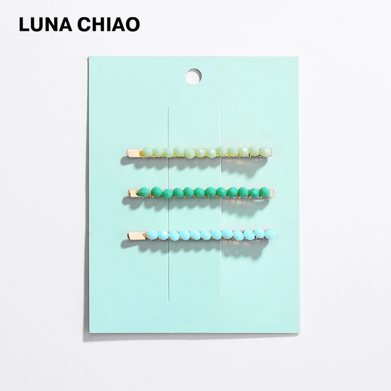 LUNA CHIAO Women Fancy Hair Accessories Crystal Braided Knitted Glass Clips Slim Pin Set for Girls | Украшения и аксессуары