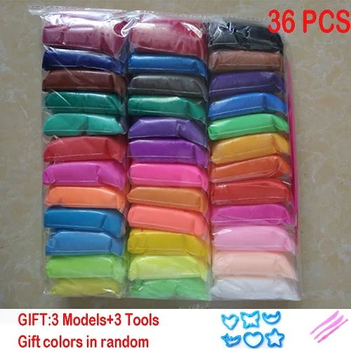 36 pcs 36 шт./компл. DIY светильник глина Безопасный и нетоксичный цветной Полимерная глина Пластилин воздушный пластилин - Цвет: 36 pcs