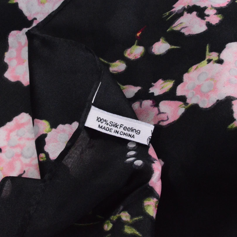 Женский шарф-платок [BYSIFA] черный или розовый из шелка квадратный шарф накидка