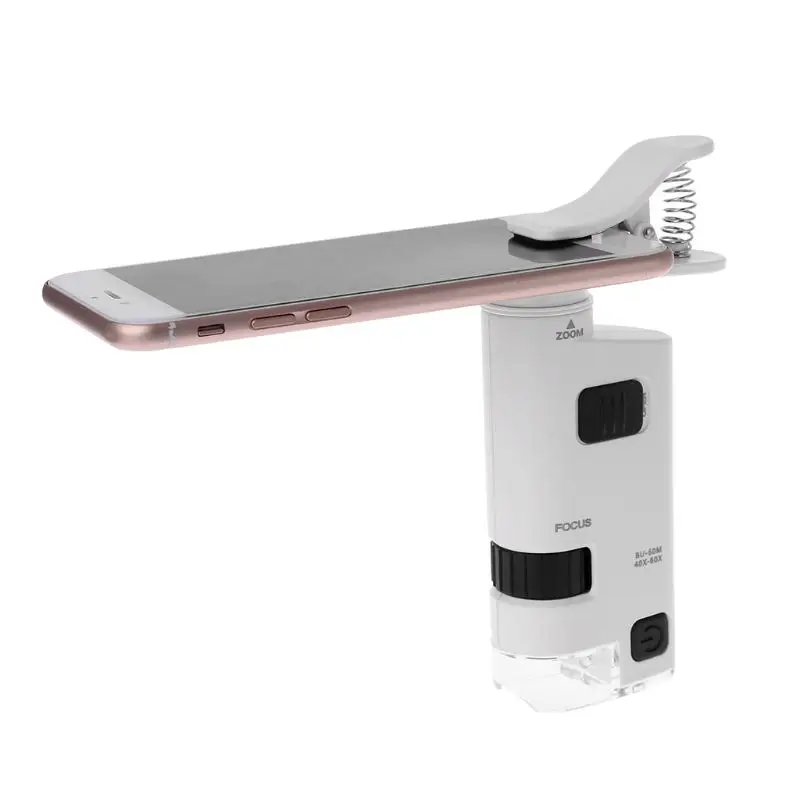 40-60X Microscope With Phone Clip LED Lamp Magnifier Loupe Textile Microscopes | Инструменты