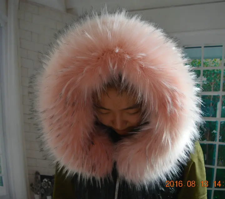 Воротник из искусственного меха енота цветной шарф для мужчин и женщин меховой