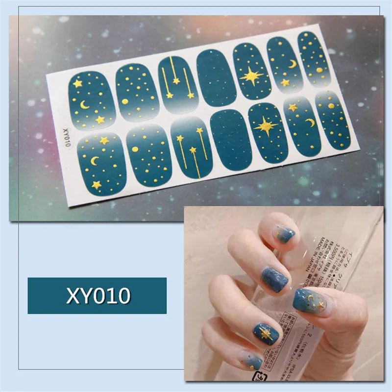 XY010 50 шт. полностью покрытые наклейки для ногтей смешанные Луна солнце Звезда Дизайн Наклейки Советы Обертывания DIY Дизайн ногтей украшения Маникюр косметический аксессуар - Цвет: XY010