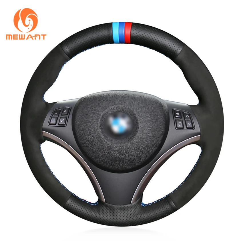 Черная натуральная кожа MEWANT черная замша для BMW E90 E91 E92 E93 E87 E81 E82 E88 X1 E84|car steering wheel