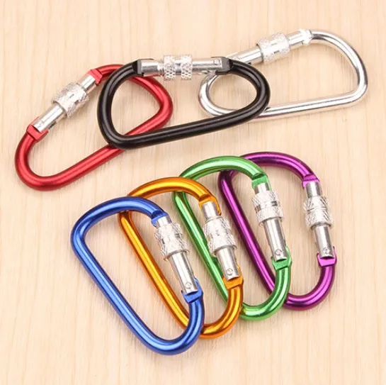 

6Pcs 5# Aluminum Carabiner Snap Clip Hook Key Ring Hanger Keychain Bike Bottle Carrying Locking Holder Not for Climbing