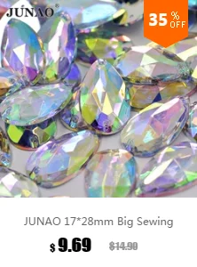 JUNAO 8*12 мм шитье золотого цвета хрустальные стразы в виде капли плоские с оборота золотые акриловые кристаллы Камни Пришивные бусины для поделок одежды
