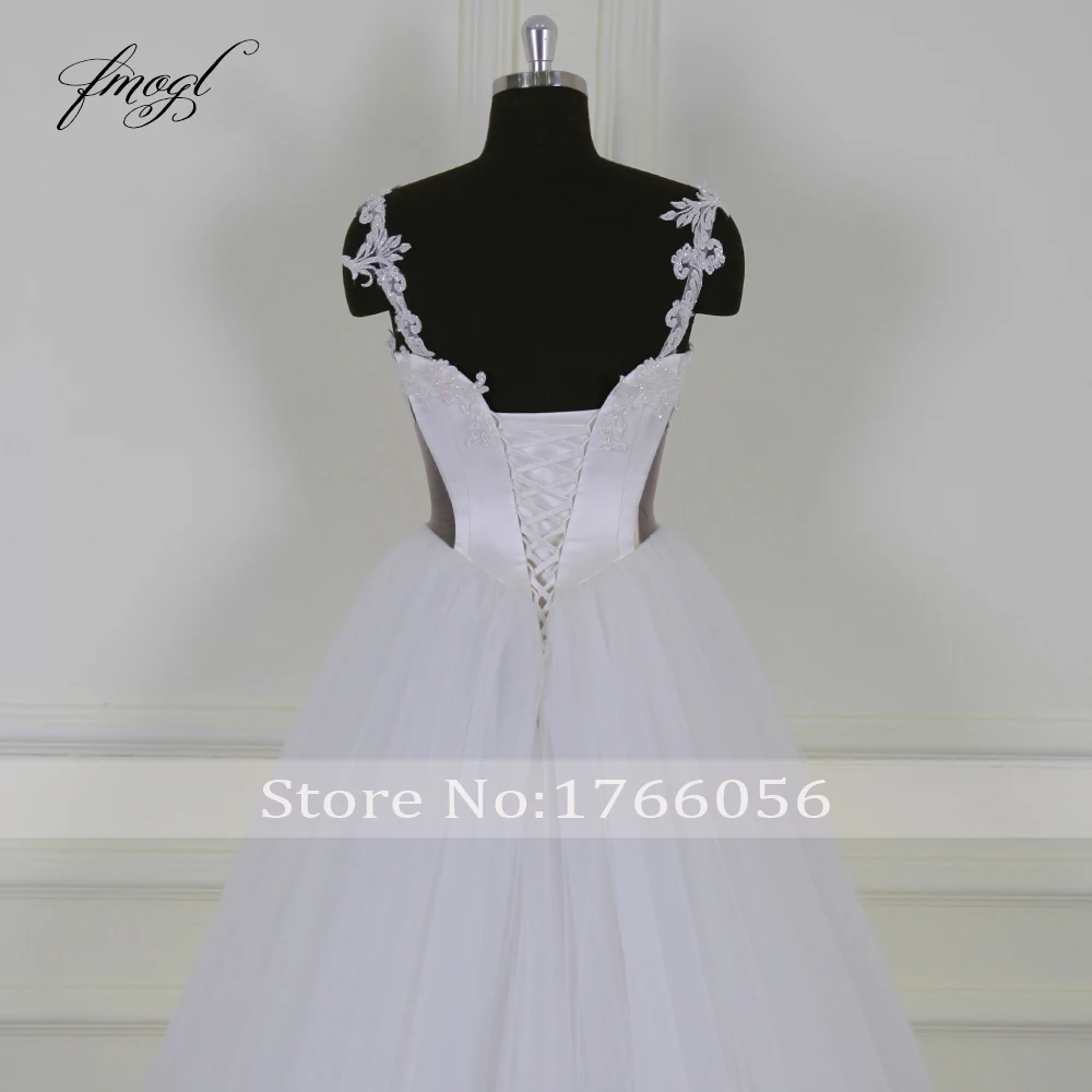 Fmogl Vestido De Noiva Милое Свадебное платье с вырезом 2019 сексуальные на спине вышивкой
