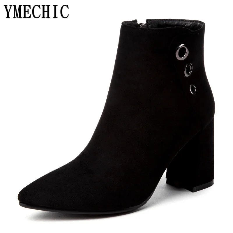 YMECHIC/2018 элегантная Офисная Женская обувь сезон осень зима черные женские