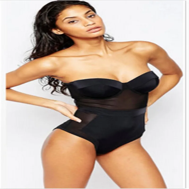 Новинка 2017 года Винтаж Для женщин пикантные черный белый цвет цельный купальник