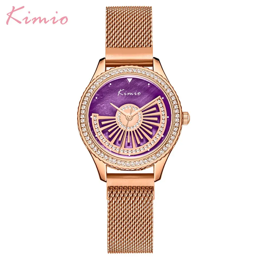 Purple Kimio Роскошные Брендовые женские часы водонепроницаемые кварцевые часы из нержавеющей стали модные повседневные уникальные женские наручные часы Relogio Feminino - Цвет: Purple