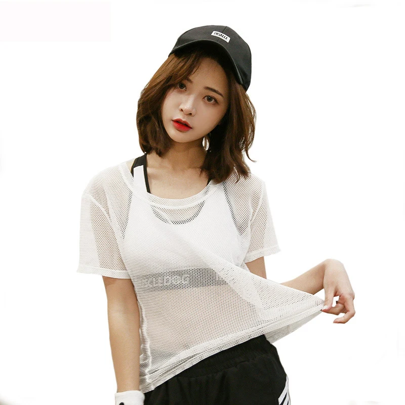 Дышащая спортивная женская футболка спортивный костюм быстросохнущая для бега