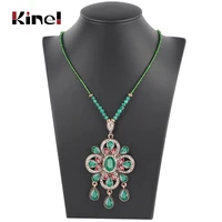 kinel boho ethnic pendant necklace for women handmade beading crystal big drop necklace indian jewelry wedding bridal gift