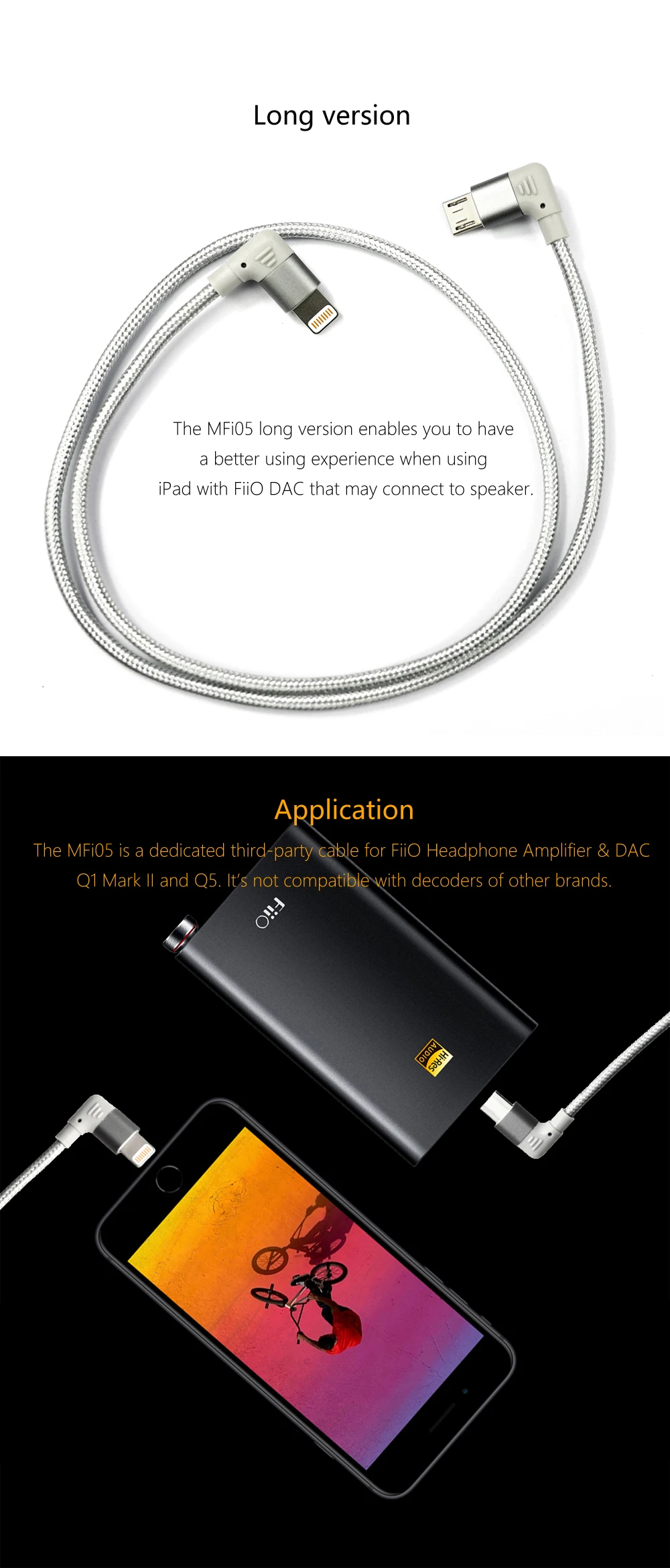 MFi05 Micro USB аудио кабель для декодирования данных для FiiO Lightning декодер Q1MK2 Q1 MARKII Q5