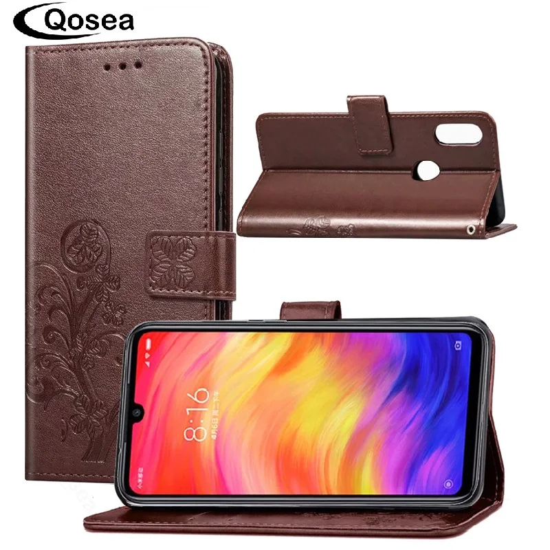 Роскошный чехол Qosea для Xiaomi Redmi Note 7 кожаный с переплетением защитный