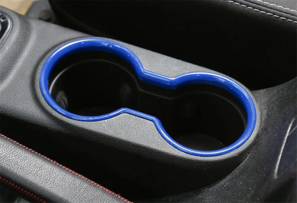 

BBQ@FUKA Blue Car Interior Water Cup Holder Trim Cover Frame Styling Sticker Fit For 2011-2016 Jeep Wrangler JK Car Accessory