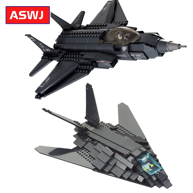 ВВС F117 стелс бомбардировщик строительные блоки самолет F 35 Кирпичи Модель дети