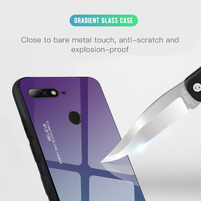 Градиентный чехол для телефона Honor 7A RU 5 45 Pro 7C 99 из закаленного стекла Huawei Y9 Y6 Prime 2018