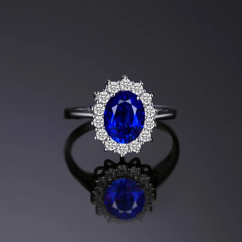 Jewelrypalace Принцесса Диана 3.2ct создан синий сапфир обручальные кольца кольцо серебро 925 мужские кольца кольцо женское